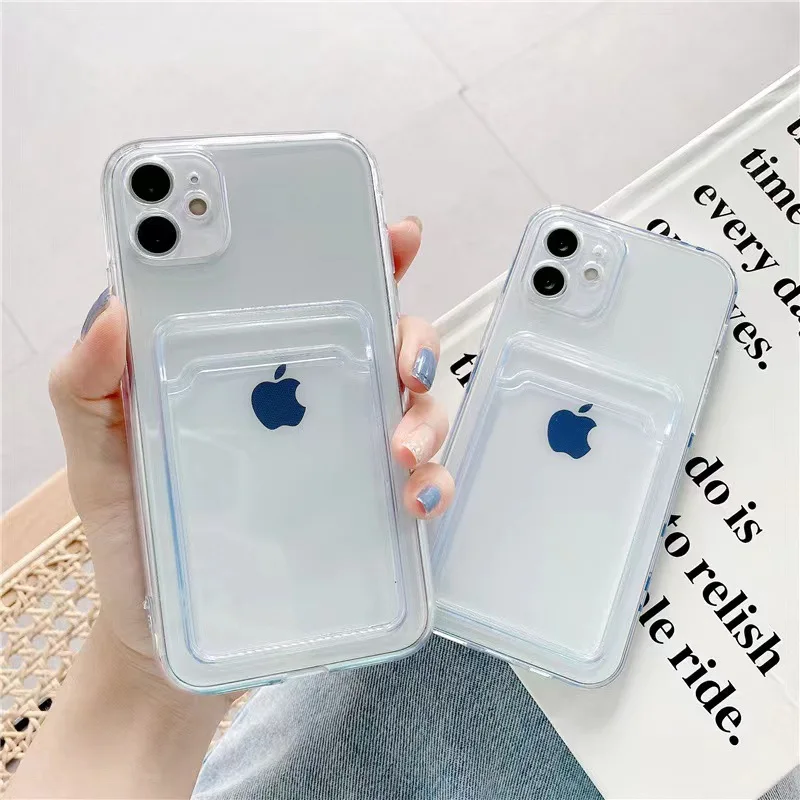 Transparent Card Holder photo Phone Case For iphone 11 12 13  Pro Max XS X XR 7 8 Plus Fashion new products