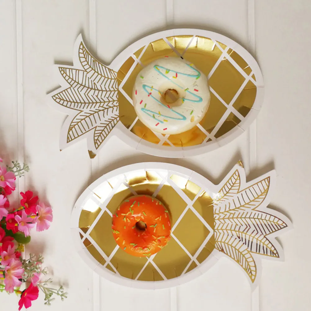 

8 Pcs Hot Stamping Pineapple Paper Plates Disposable Dishes for Birthday Wedding Parties Picnic Premium Material Safe Daily Use