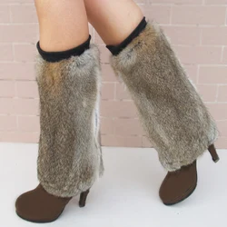 HSPL 2024 Fashion Hot Sale Genuine Rabbit Fur  Full Pelt Leg Warmer Women in winter Warm Winter Female Knee Pads Knee Brace