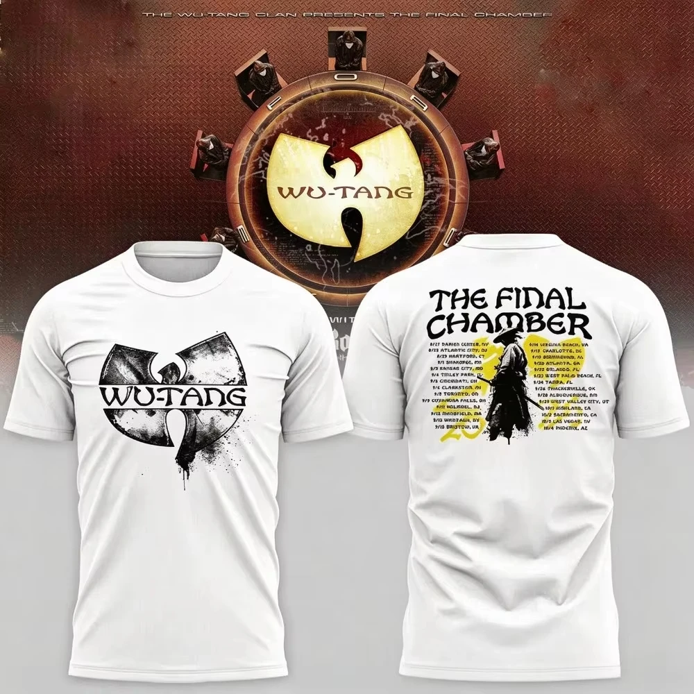 Wu Tang Clan The Final Chamber Tour Printed Wutang Logo Warrior Pattern Hip Hop Concert Short Sleeved Fashion New T-shirt
