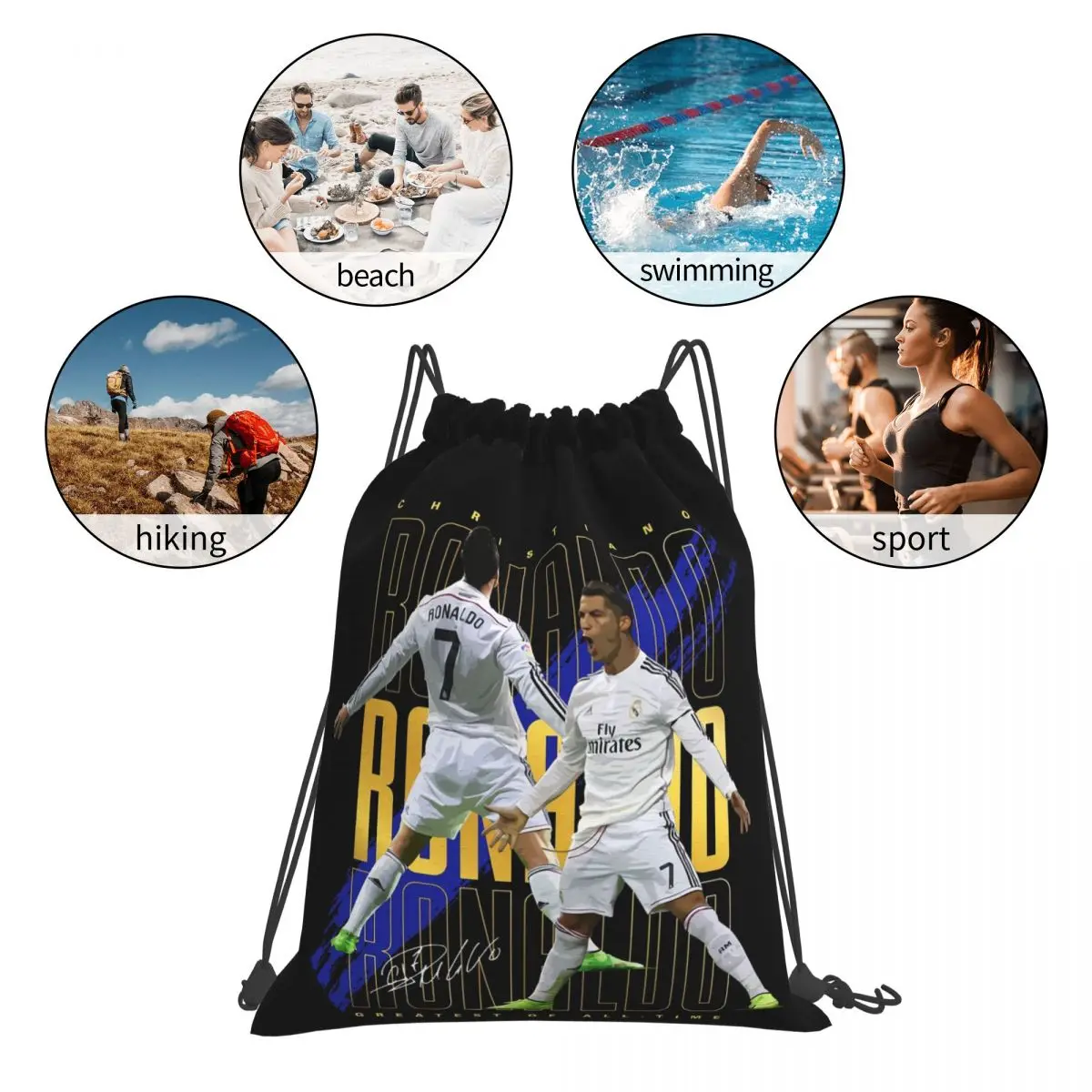 كريستيانو رونالدو Suuiii! حقائب ظهر كاجوال برباط وحقيبة رياضية وحقائب كتب لطلاب السفر