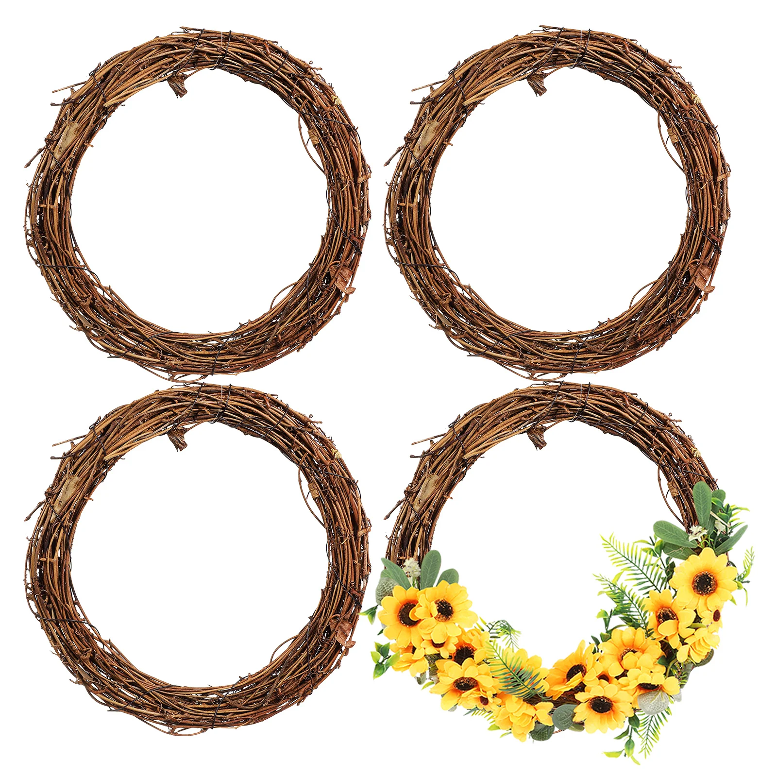 

4 Pcs H made Wreath DIY Fall Door Decor Rattan Vine Craft Frames for Front Window Thanksgiving Outdoor Natural Home