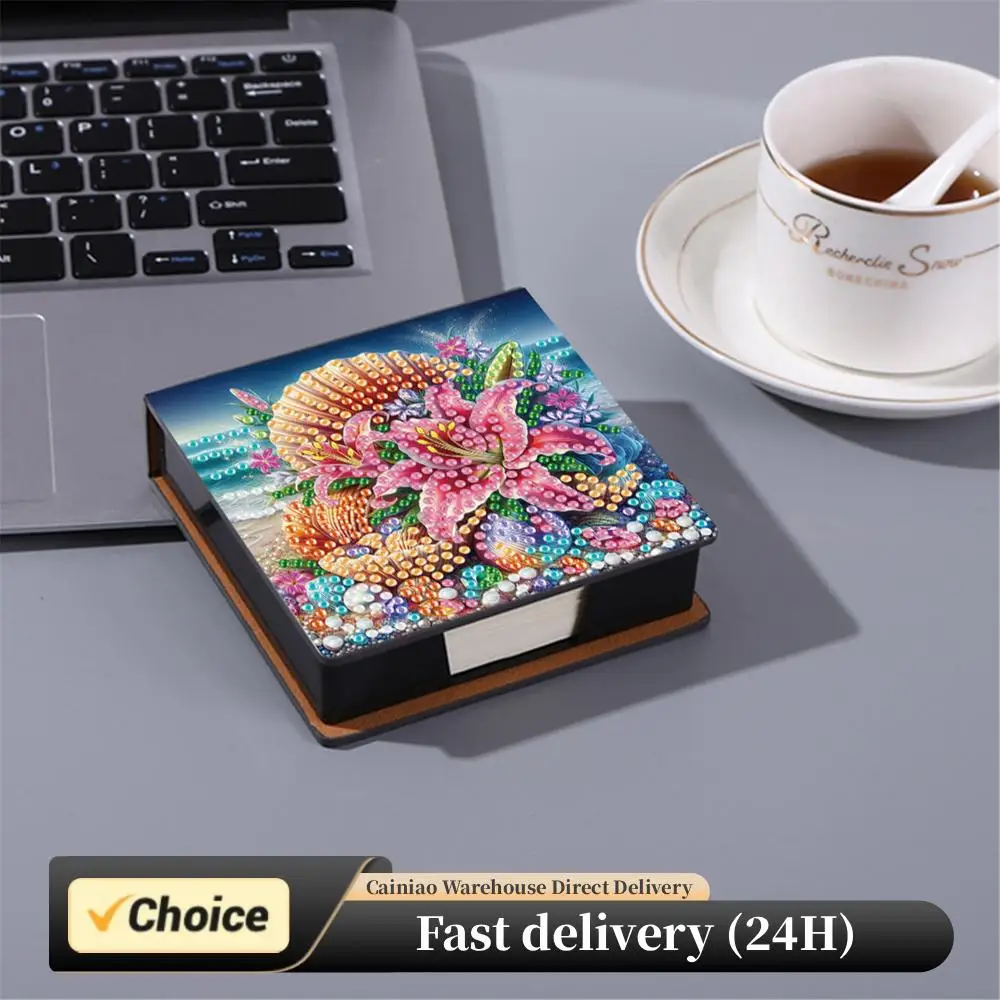 

5D DIY PU Gem Painting Держатель для блокнота с 160 листовми бумаги Diamond Art Note Box Самоклеящаяся хрустальная коробка для заметок для домашнего офиса