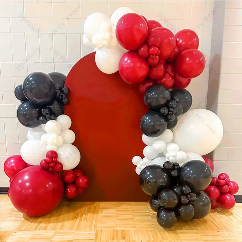 129 unids/set Kit de Globos de arco rojo, negro y blanco, decoración para Fiesta Temática de cumpleaños, boda, Baby Shower, Globos de aire de látex, suministros de juguetes
