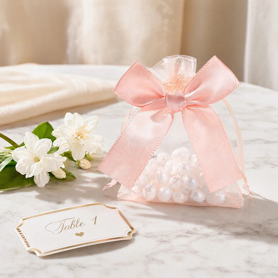 

10Pcs Pink Organza Bags with Bowknot Candy Gift Packing Bag Wedding Birthday Party Decoration Supplies Jewelry Pouches Christmas