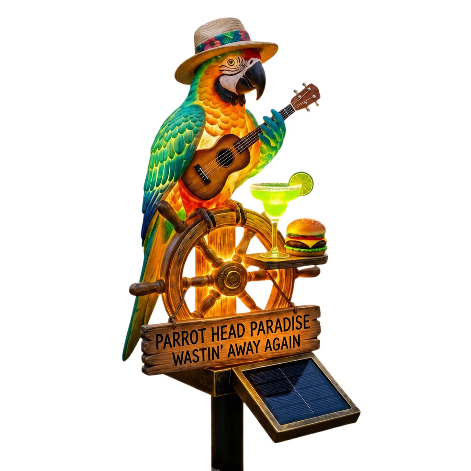 Solar-Powered Parrot Garden Light Resin Waterproof Parrot Landscape Lamp for Pathway Yard Party Lawn Backyard Pool Decor