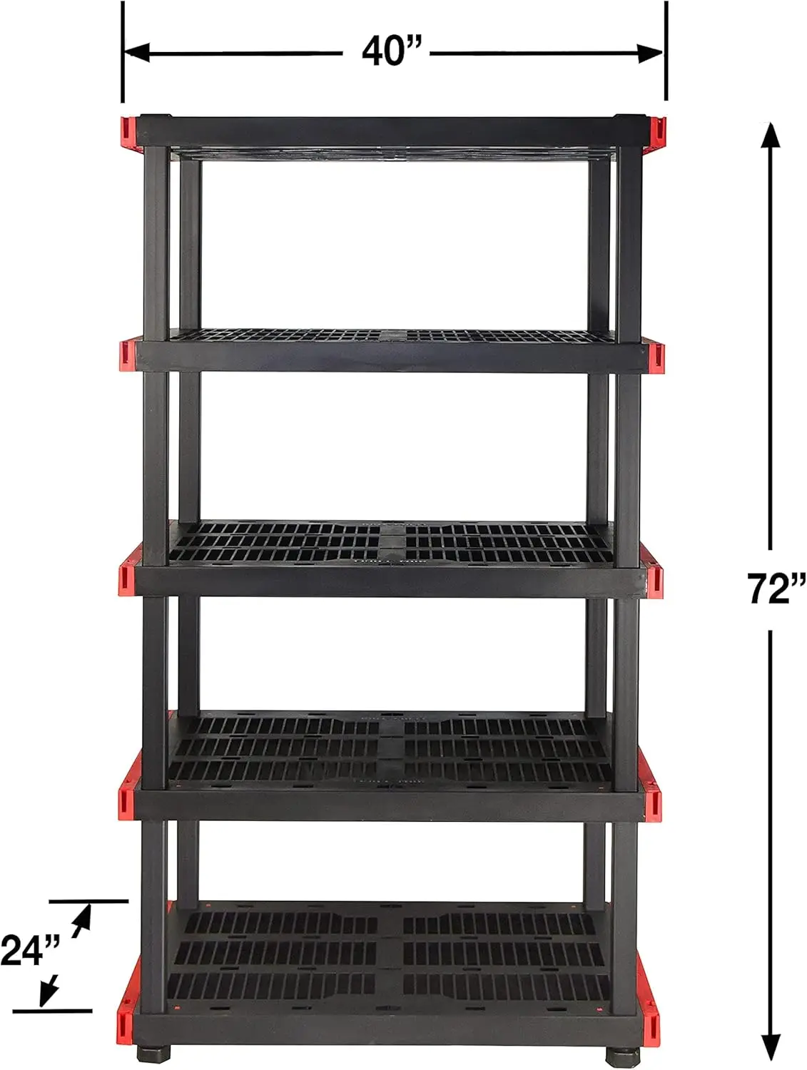 Artigiano, Rack di stoccaggio altamente resistente a 5 livelli, 200 libbre/ripiano, (72.3 "H x 40" W x 24 "D)