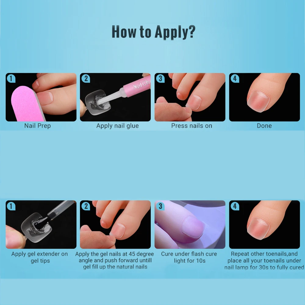 120/150 szt. Krótkie, kwadratowe sztuczne paznokcie żelowe, pełne pokrycie, wstępnie uformowane tipsy na paznokcie u stóp, matowe, naklejane przedłużenia paznokci.