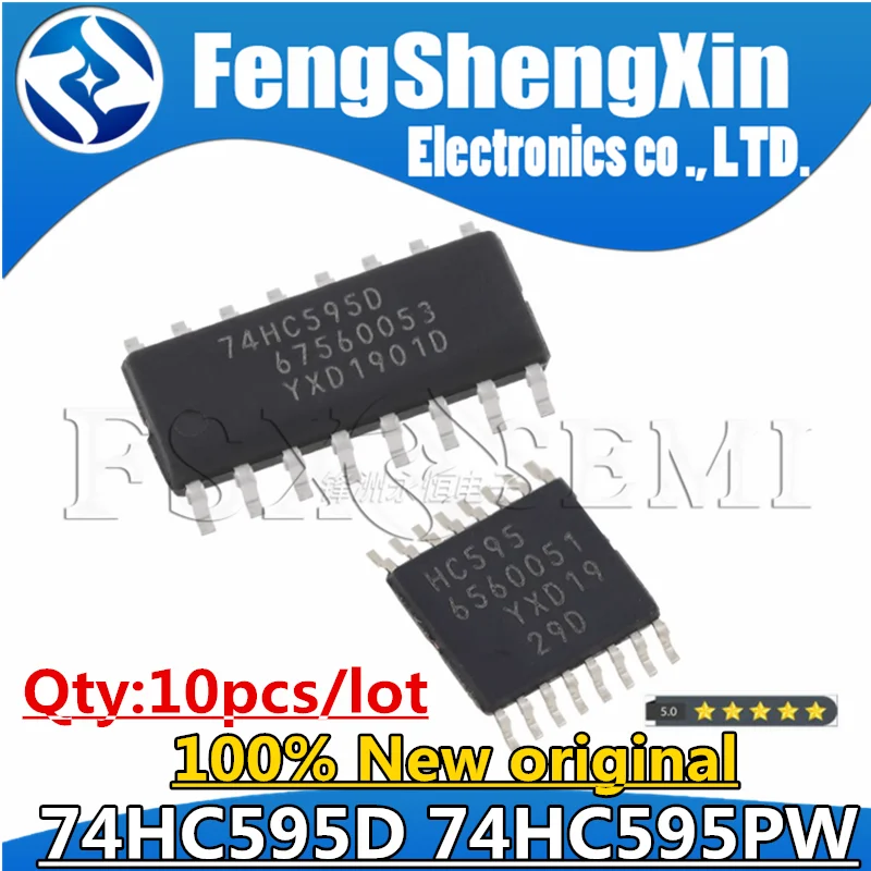 

10pcs 100% New original 74HC595D SOP-16 74HC595PW HC595 TSSOP-16 Chips