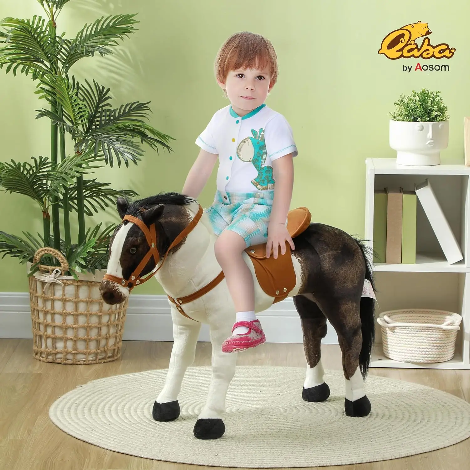 Ride on Horse with Neighing Sound for Toddlers 3-8 Years Old Brown