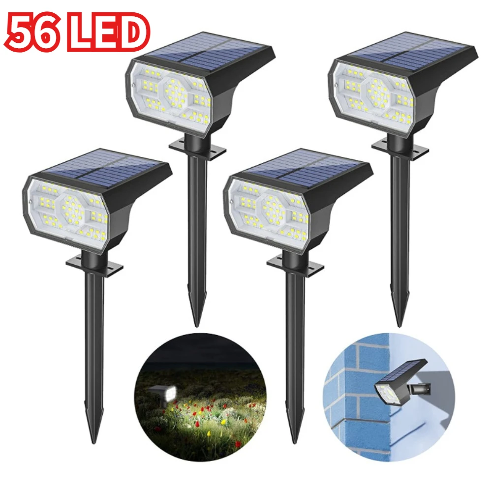 56LED Solar Landscape Lights Outdoor IP65 Waterproof Solar Light with 3 Modes Solar Garden Spotlight for Yard Lawn Walkway