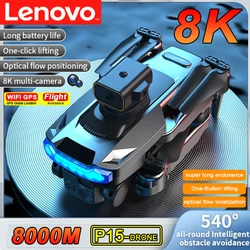 Lenovo-P15 Câmera Profissional Drone, HD, 8K, WiFi Vision, Evitar Obstáculos, Motor Sem Escova, GPS, 5G, Quadcopter para Adultos, Brinquedos Infantis