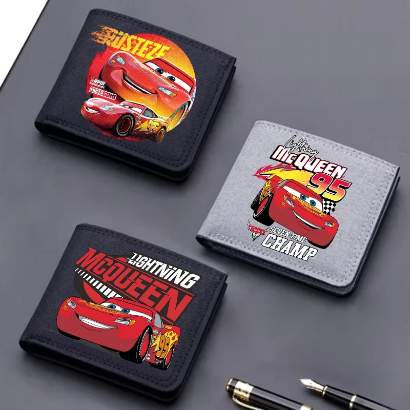 Кошелек Lightning McQueen, аниме-автомобили, мужской короткий складной кошелек, держатель для карт с героями мультфильмов, детский чехол для монет, модный карманный подарок на день рождения