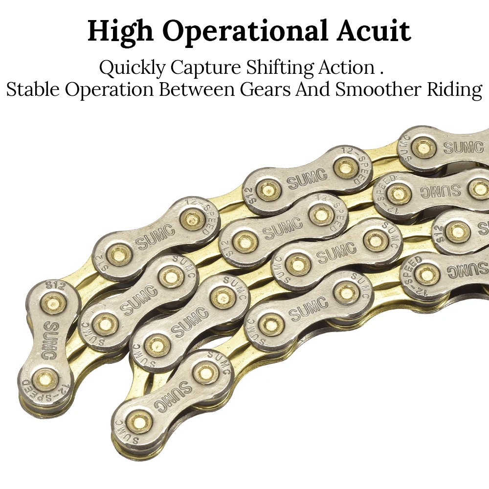 SUMC Bicycle Chains 8 9 10 11 12 Speed 116 Link MTB Road Bike Chains 8V 9V 10V 11V 12V Half Hollow for SHIMANO SRAM Campagnolo