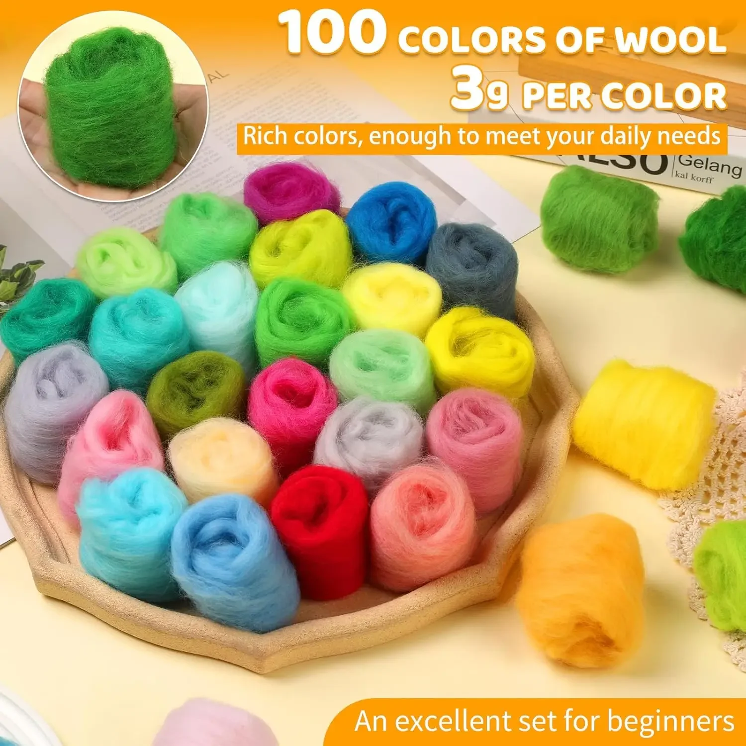 KAOBUY 50/100 ألوان إبرة التلبيد الصوف المتجولين غزل الألياف DIY بها بنفسك اليد الغزل اللباد دمية صنع أداة لوازم الحرف اليدوية