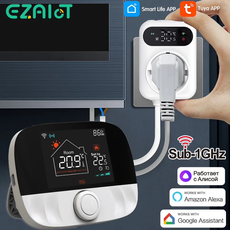 Tuya Gas Boiler Thermostat WiFi Receiver Wireless Temperature Heating Programmable Controller Battery Powerd Alexa Google Home