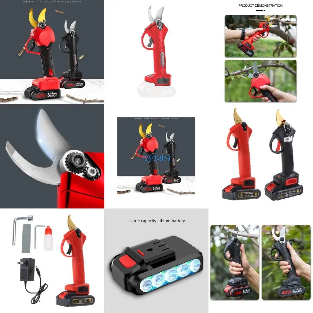 

E15A Brushless Electric Pruning Shears 48VF 100W Lithium Electric Fruit Tree Rough Branch Shears Garden Scissors