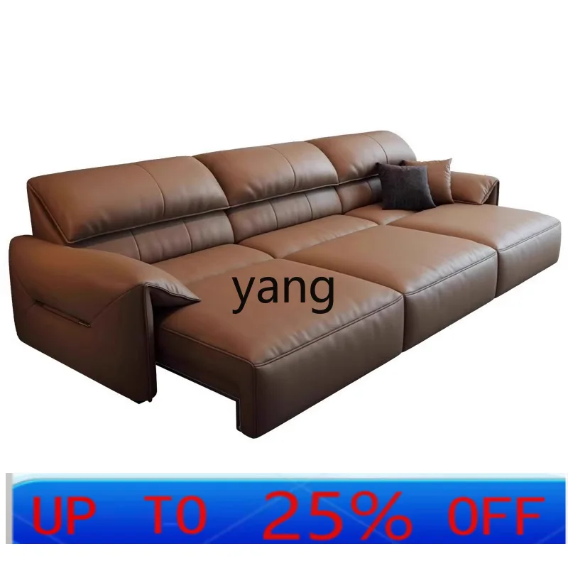 

LTT Italian minimalist living room small apartment straight row leather art electric multi-functional retractable sofa