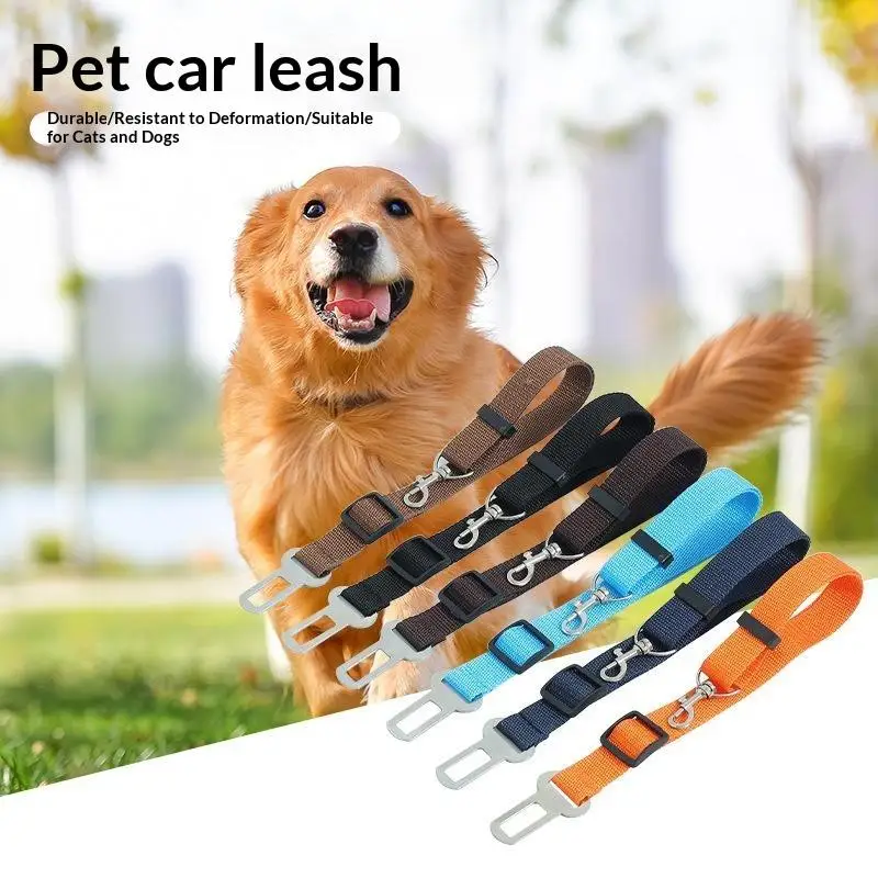 Adjustable Nylon Pet Car Seat Belt Leash Heavy Duty Durable For Dogs Cats Road Trips Daily Pet Travel Use