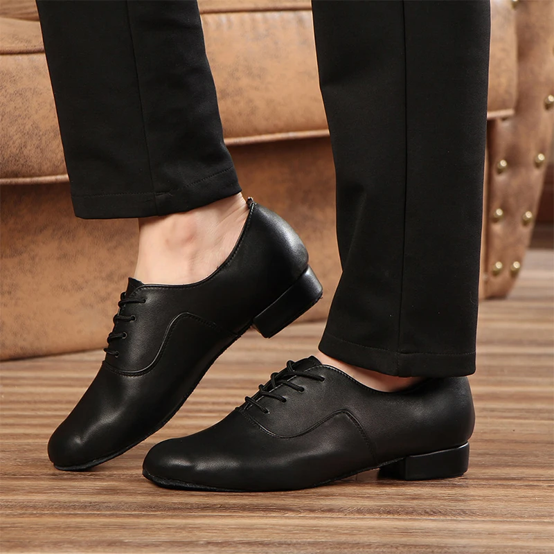 Man\'s Dance Shoes Men Ballroom Latin Dancing Shoes For Boy Modern Tango Jazz Black Salsa Teacher Practice Shoes Low Heels