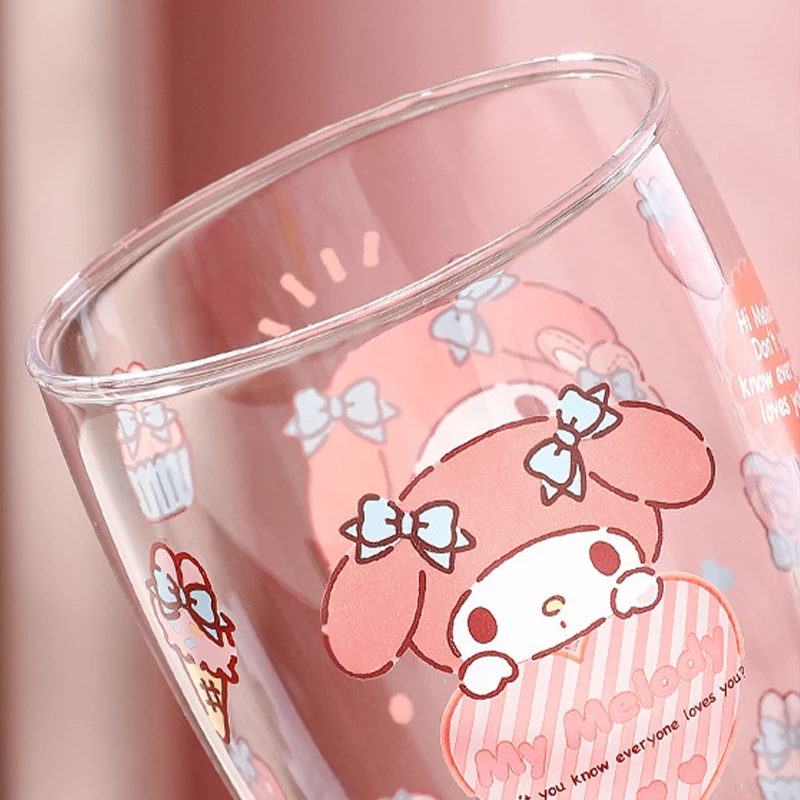 450 مللي Kawaii سانريو البيرة الزجاج الإبداعية مرحبا كيتي الزجاج Ins نمط الفتيات المنزل أنيمي الكرتون عصير الحليب كوب زجاجي عالي الجودة