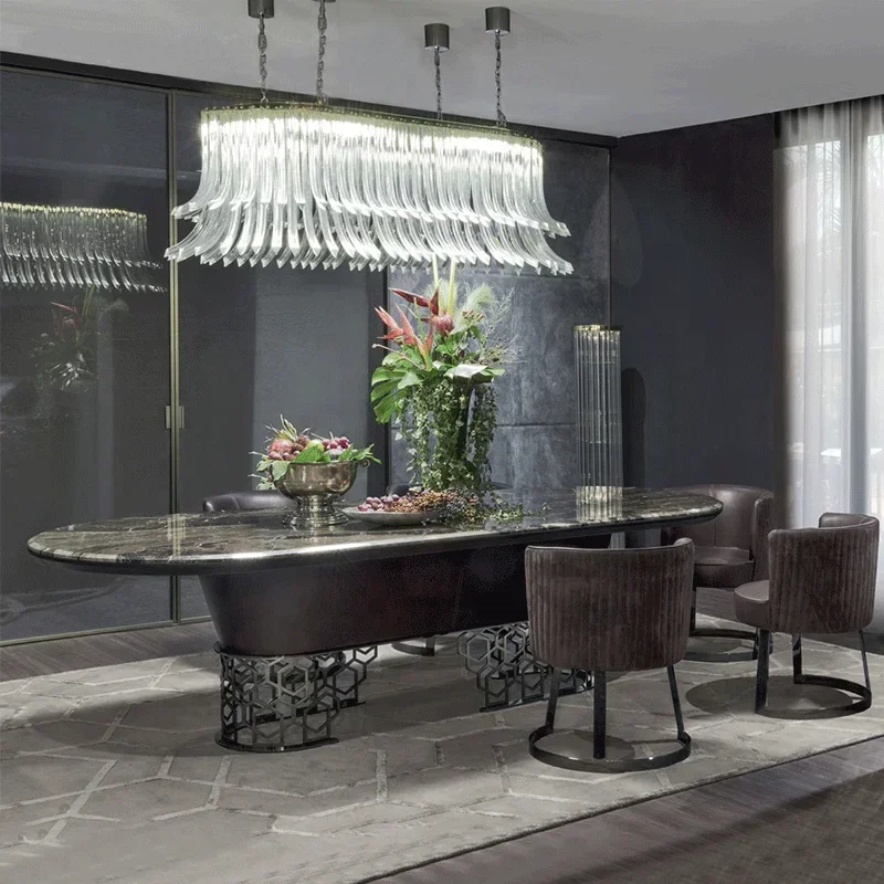 Furniture Italian Design wooden dining table with 10 chair Luxury modern dining table set