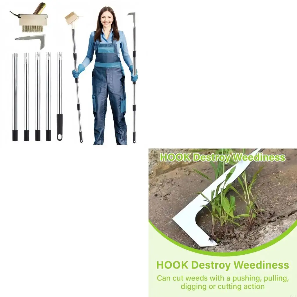Ergonomic Standing Operation Garden weeders and Moss Scraper with Long Adjustable Handle