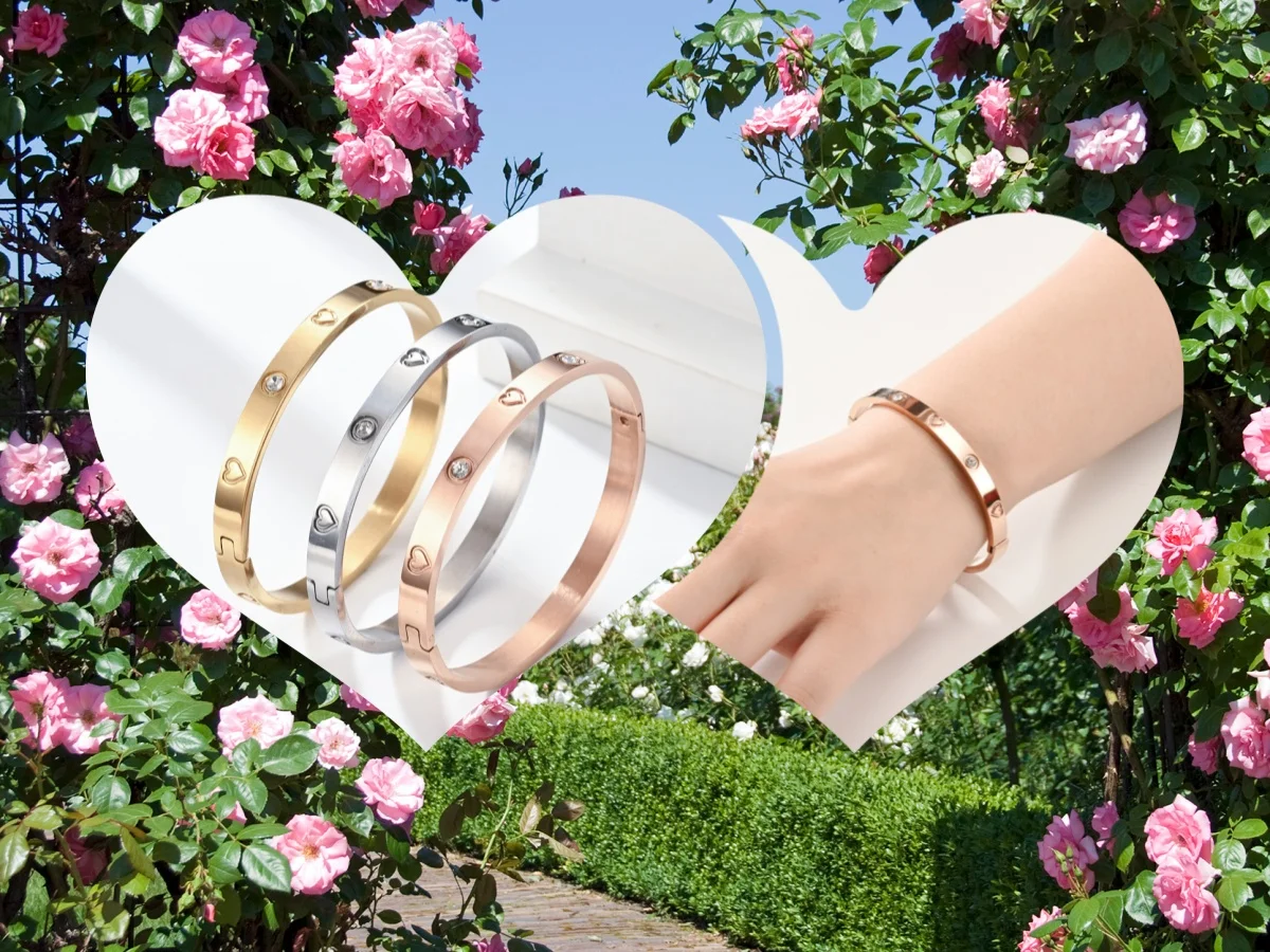 

Classic Stainless Steel Zircon Buckle Couple Bracelet For Women Men Jewelry Valentine's day Gifts Diameter 50*60MM