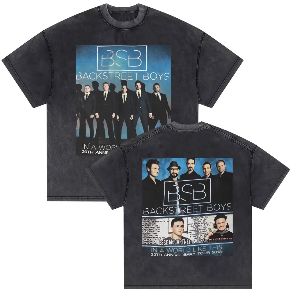 Washed Vintage Backstreet Boys Black & Blue World Tour Tshirt Boy