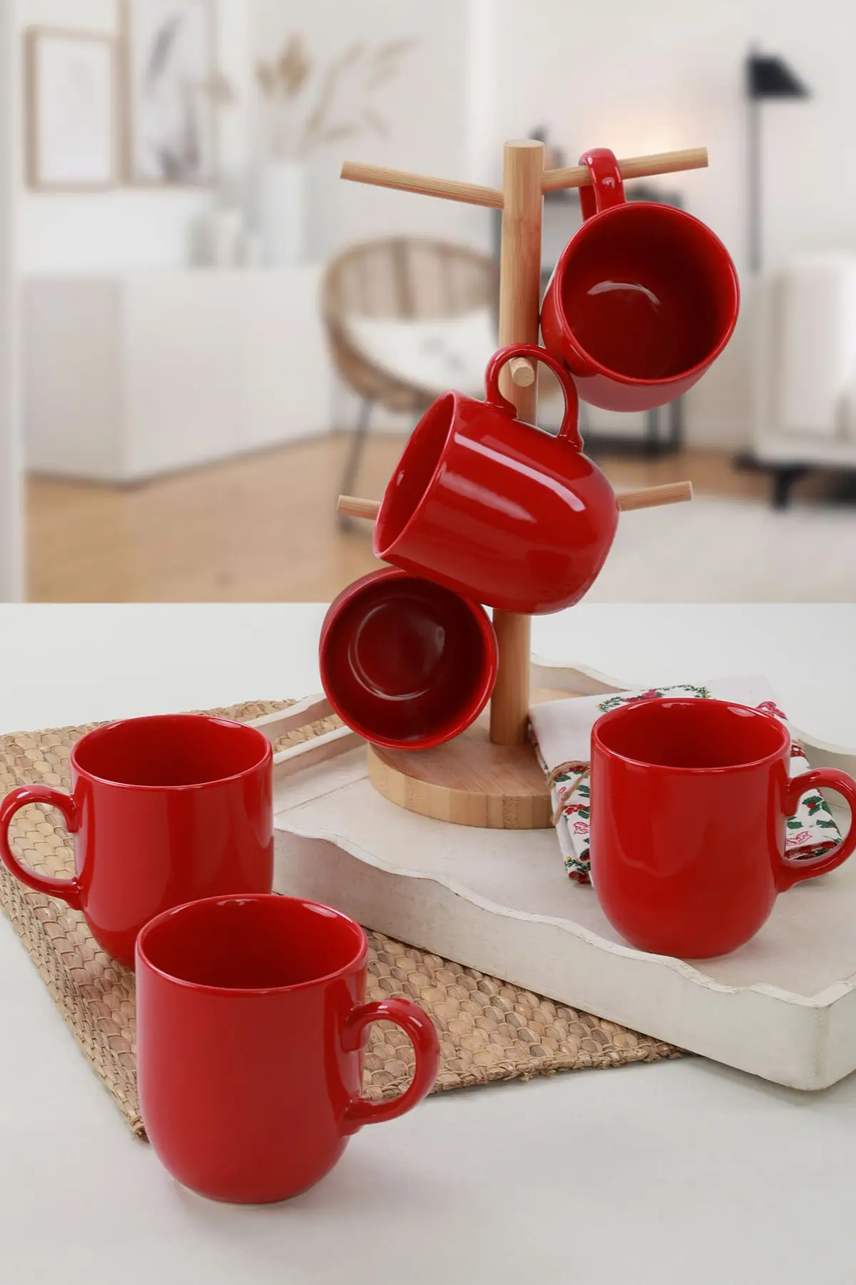 Vibrant Bright Red Black Color Mug Cup Cup 10Cm 6 Pieces 420Ml Heat Cold Resistant Tea Coffee Suitable for Cold Drink Use