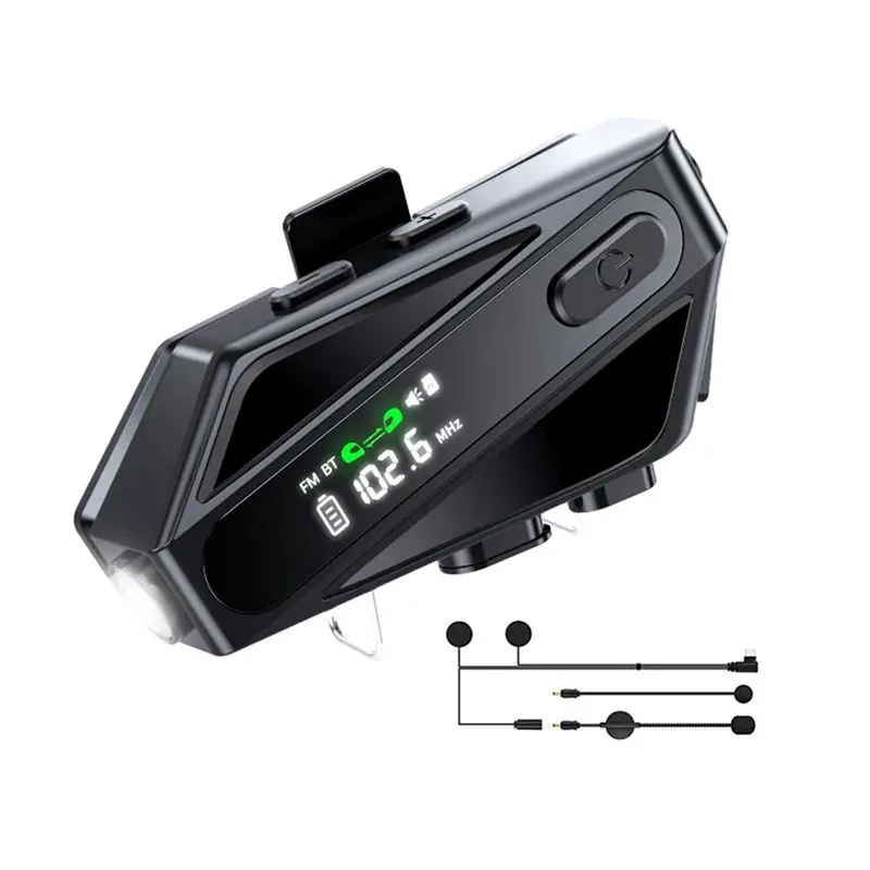 

Firmly Motorcycle Helmet Headset Motorcycle Intercom With 2 Type Mics Hands-Free Call/Music/Waterproof/Noise Cancellation