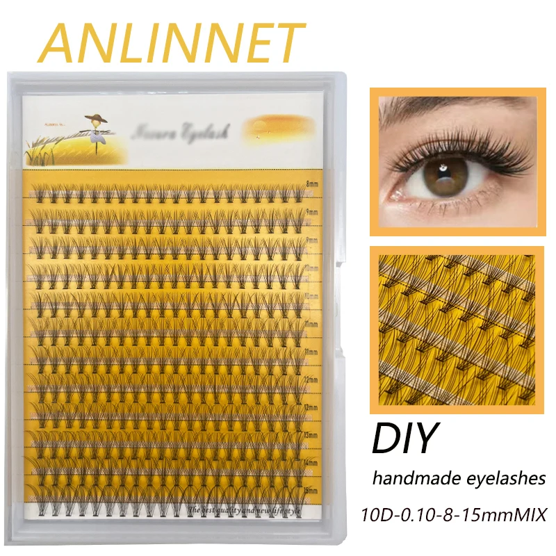 240 clusters of DIY eyelash Spikes eyelash extension, mixed false eyelashes 3D thermal bonding false personal makeup prefabricat