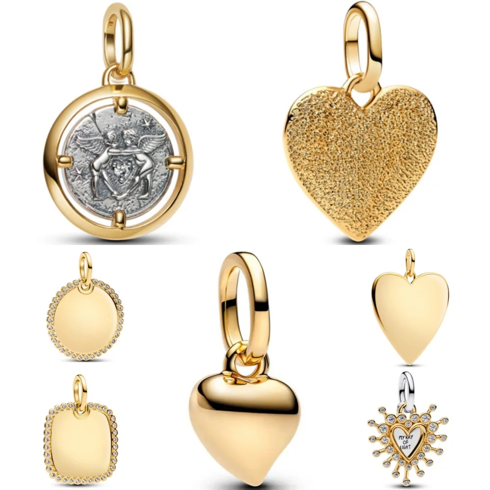 جديد 925 الفضة على شكل قلب مربع قلادة بها خرزات مناسبة لسوار أوروبي أصلي لتقوم بها بنفسك اكسسوارات مجوهرات رائعة