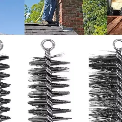 Stainless Steel Wire Brush Set For Chimney Boiler Pipe Cleaning Rust Removal With Galvanized Screw Handle Industrial Hand Tool
