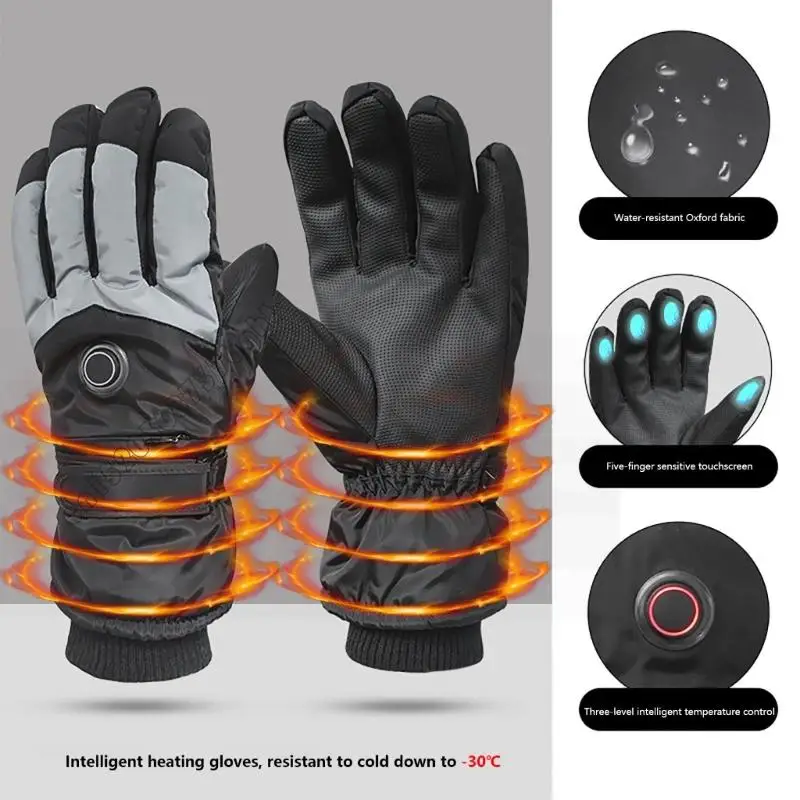 قفازات بطارية قابلة للشحن سريعة التدفئة لوحة اللمس متوافقة مع الطقس المتجمد من 10 إلى 30 درجة مئوية شتاء كتيم 4XFB #3
