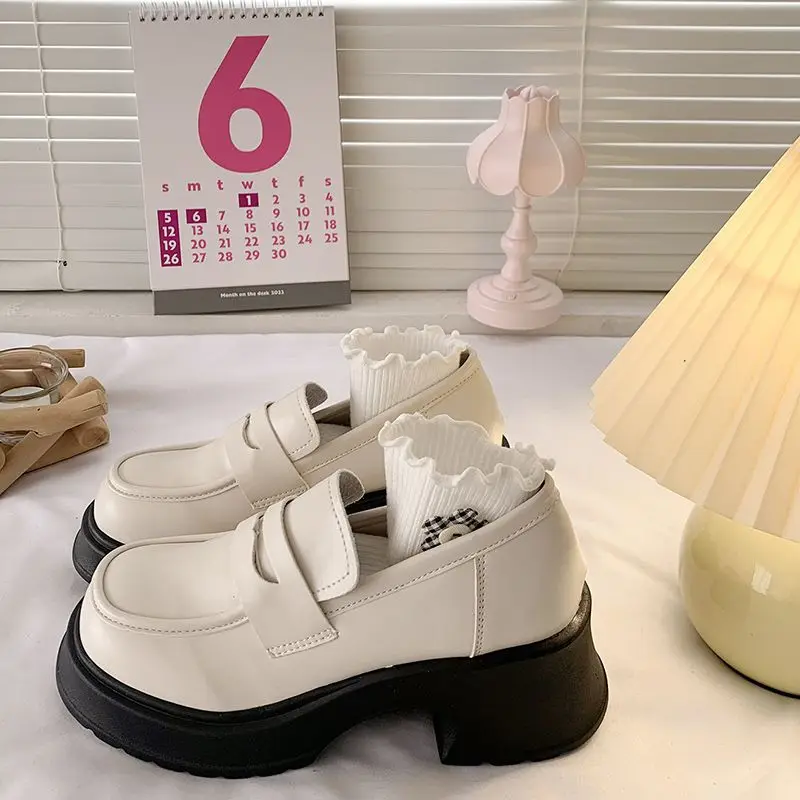 

Женские лоферы в британском стиле в стиле ретро, размер 35, 43, большая обувь без шнуровки на массивном высоком каблуке и толстой подошве, японская обувь в стиле JK