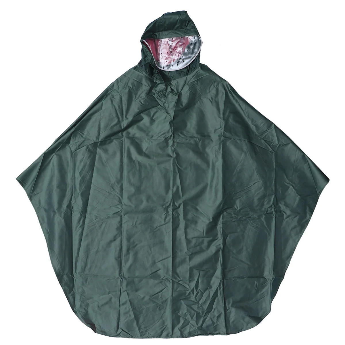 Women Men Safe Reflective Bike Poncho with Sleeves Long Raincoats Transparent Thickening Large Hat Brim(Army Green)