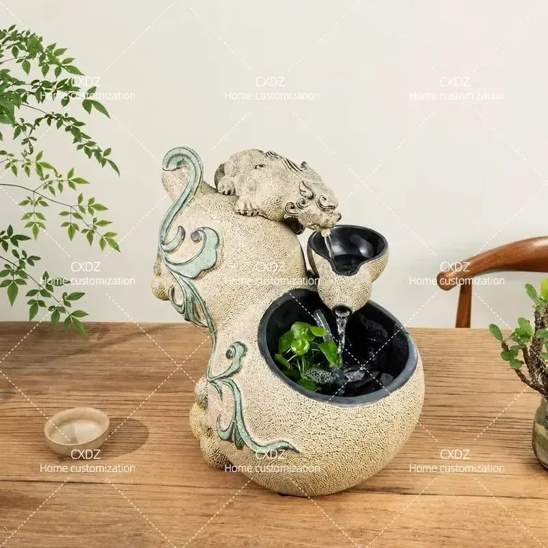 Lucky Pixiu Flowing Water Circulation Ornament Desk Decoration Fountain Water Feature New Chinese Style Living Room Desktop