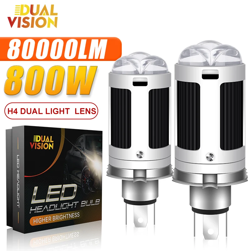 Dualvision 5D H4 Bi LED Mini Projector Lens Car Bulb Canbus Auto Headlight Turbo H4 High Low Beam 12V24V Plug Play