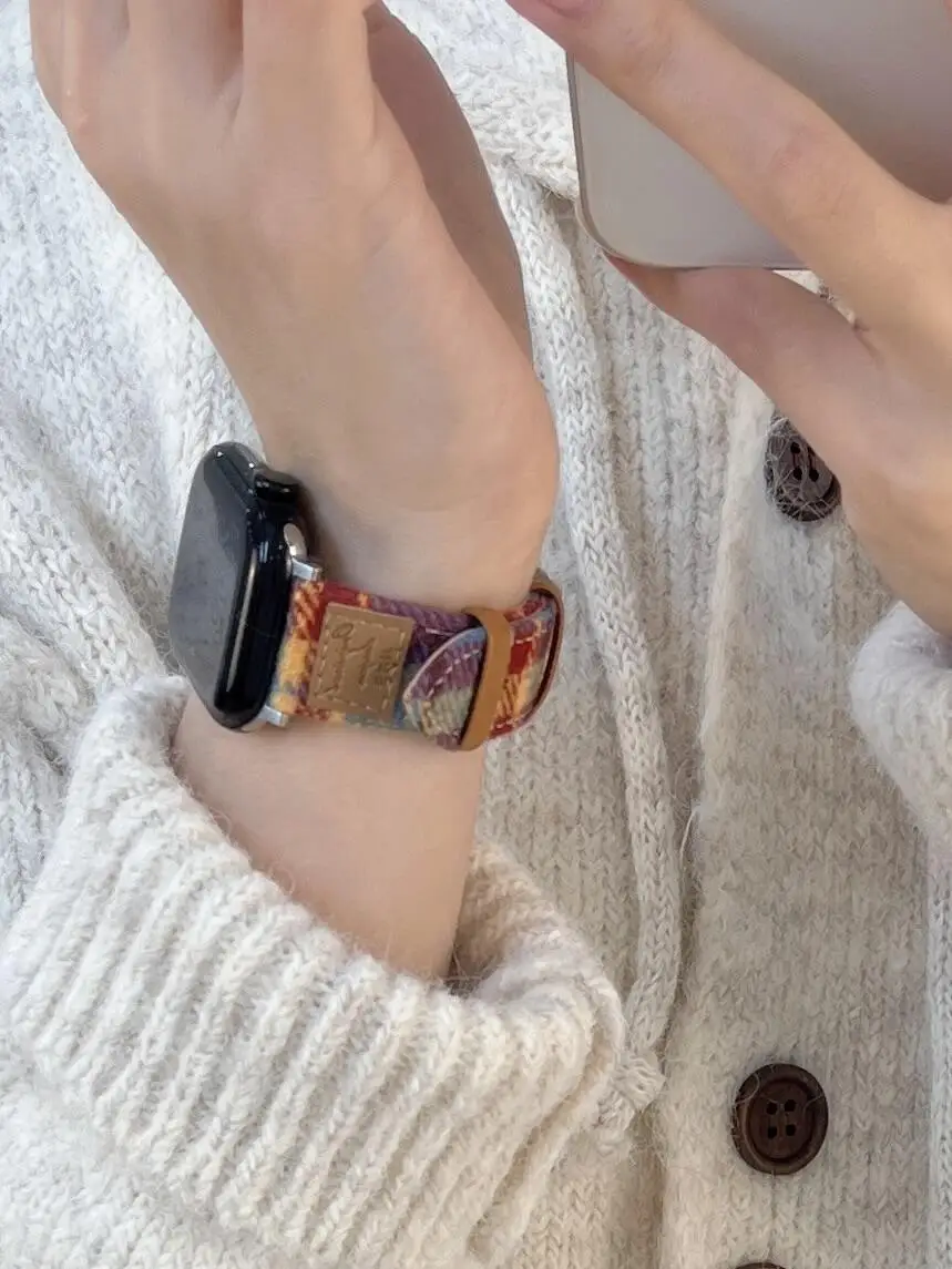 حزام قوس قزح مناسب لسلسلة حزام ساعة أبل النسائية Ultra 10/9/8/7/6/5/4/3/2/1 SE 38mm 40mm 41mm 42mm 44mm 45mm 46mm 49m