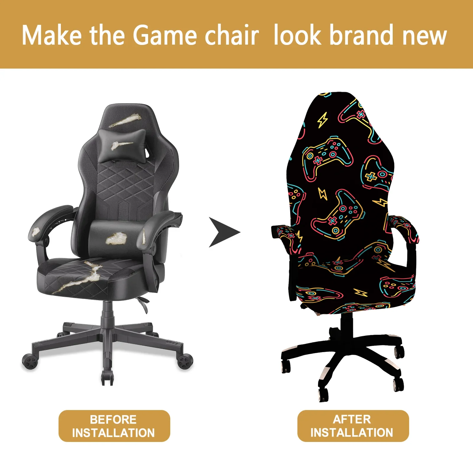 Game chair cover e-sports chair cover Office Seat Cover For Computer Armchair flannel-lined, thickened warm Spandex Splicover