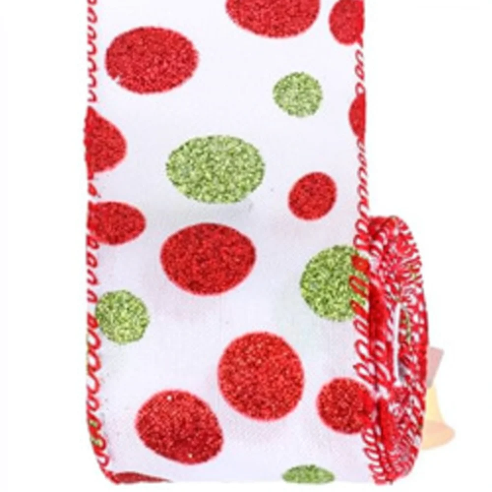 Decorative Christmas Fabric Ribbon 6.3cm Swirl Dot Print For Haobeishu Holiday Party Gift Box Packaging Accessories