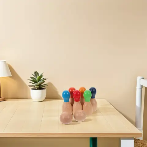 어린이를위한 나무 무지개 볼링 게임 카니발 던지기 야외 장난감 실내 뒷마당 어린이