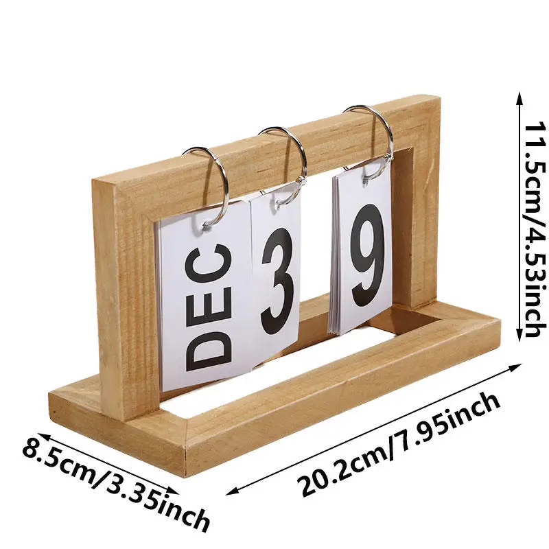 High Quality Simple Wooden Calendar Flip Page Home Gift Decoration Desktop Perpetual Calendar Photo Decoration Woodiness﻿