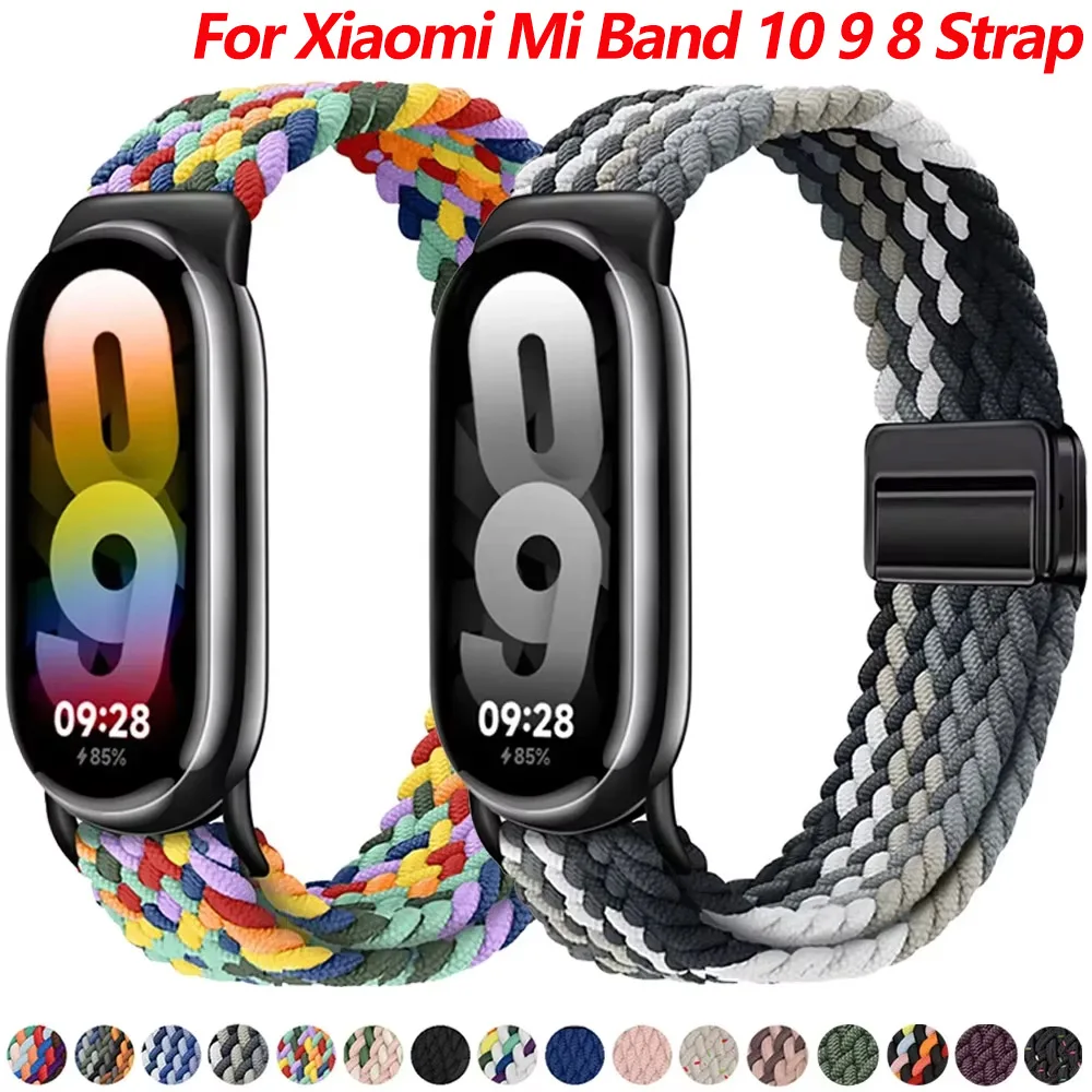 【セール中】Xiaomi Mi Band 10/9/8スマートウォッチ用編み込みナイロンストラップ、交換可能なリストバンド、Xiaomi Mi Band 9/Mi Band 10ブレスレット用