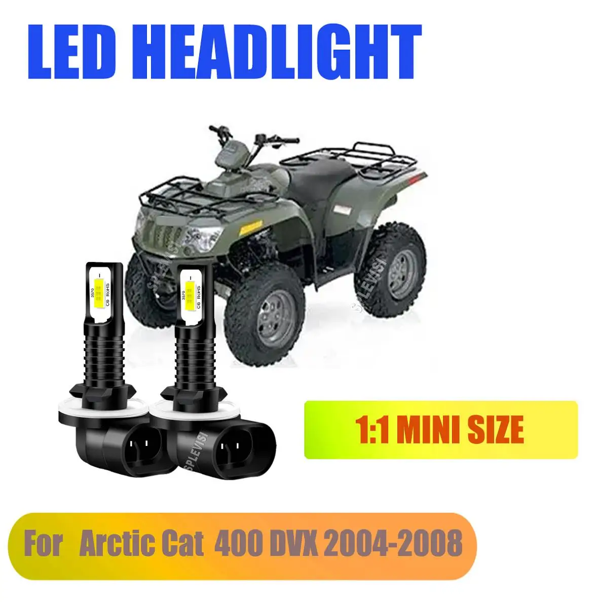 

9-16v 881 LED White Headlight Bulbs -aluminum with good heat dissipation. For Arctic Cat 400 DVX 2004 2005 2006 2007 2008