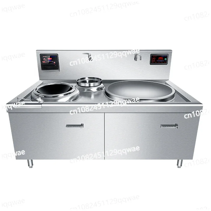 Double head induction cooker 15KW large stew pot with one large and one small double head concave shape, high power of 20/30kw