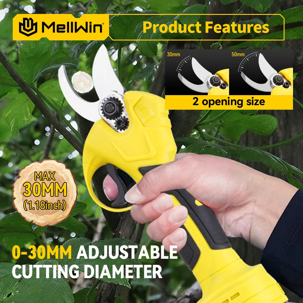 MELLWIN 30mm Bürstenlose Elektrische Gartenschere Elektrische Garten Schere Obst Baum Beschneiden Werkzeug Für Makita 18V Batterie pin – Detail 9