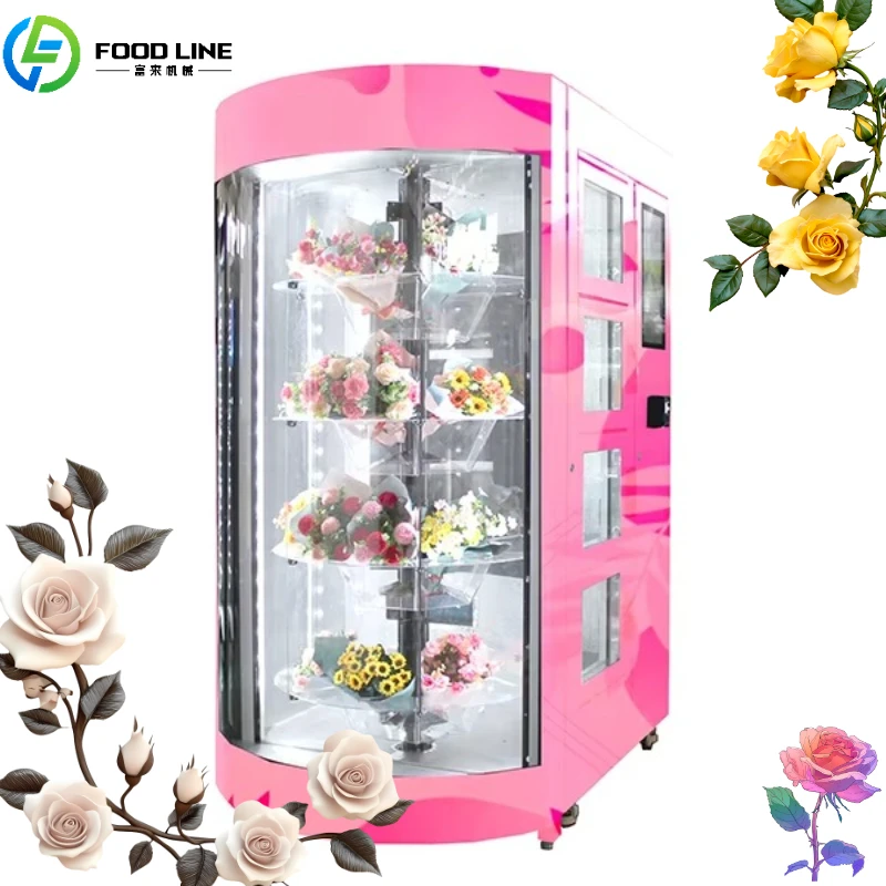 Customized Smart Fresh Flower Vending Machine Automatic 24H Flower Vending Kiosk Refrigerated Preservation Multiple Payment