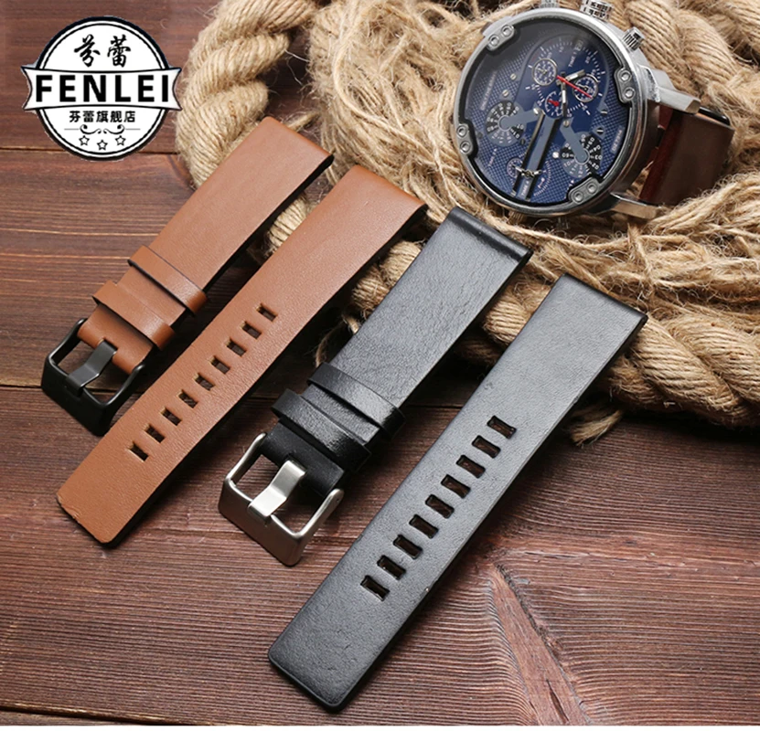 Cow Leather Watchband For Diesel Bracelet For DZ7312 DZ4323 DZ7257 Strap 22mm 24 26mm 28mm 30mm Genuine Leather Wristband Brown